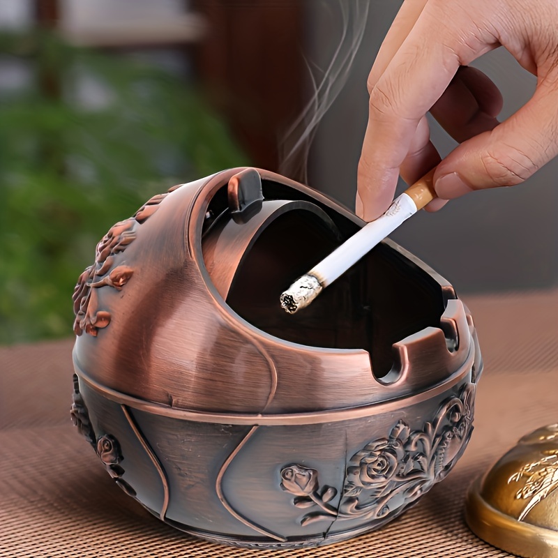 Vape Decoration - 1pc Metal Ashtray, Smoking Windproof Vintage